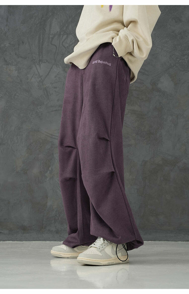 BJHG Suede Trousers - Y2K Summer Grunge, 90s Retro, Gothic Y2K, Y2K Club &