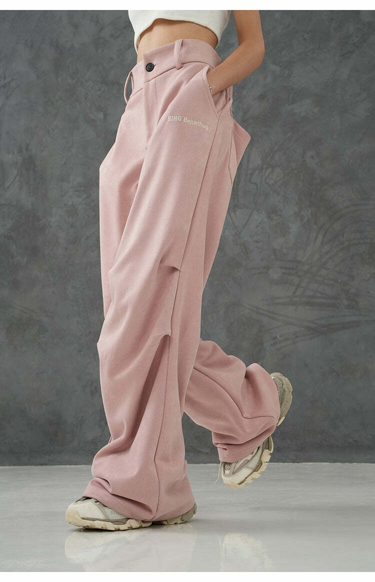 BJHG Suede Trousers - Y2K Summer Grunge, 90s Retro, Gothic Y2K, Y2K Club &