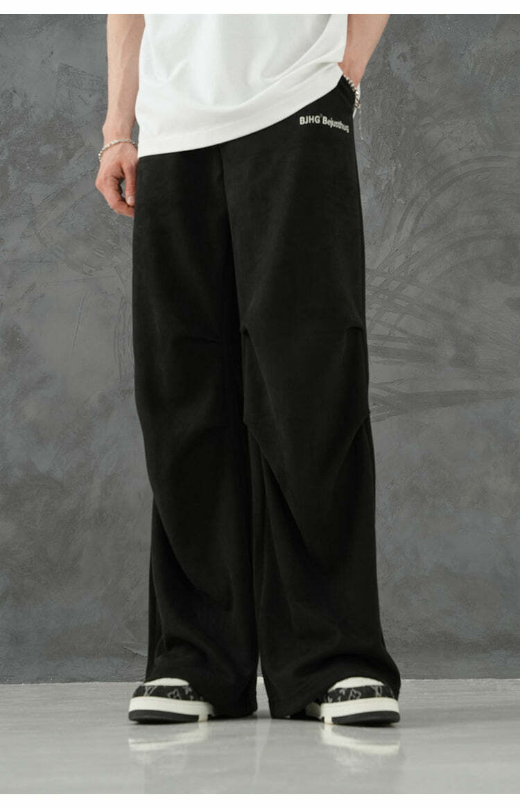 BJHG Suede Trousers - Y2K Summer Grunge, 90s Retro, Gothic Y2K, Y2K Club &