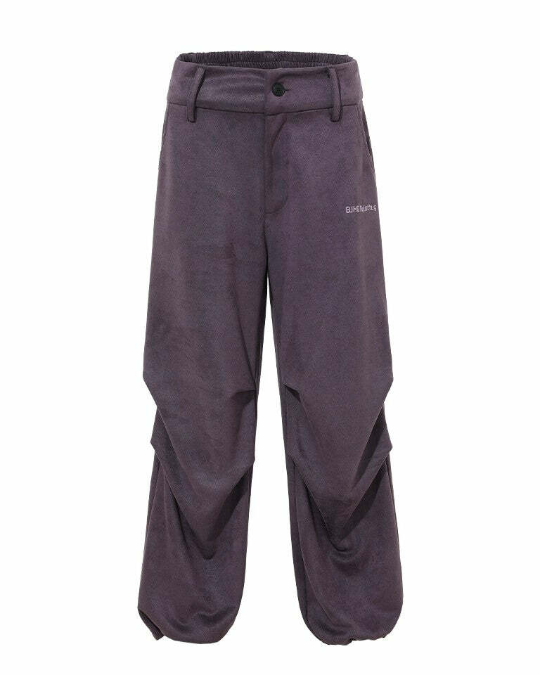 BJHG Suede Trousers - Y2K Summer Grunge, 90s Retro, Gothic Y2K, Y2K Club &