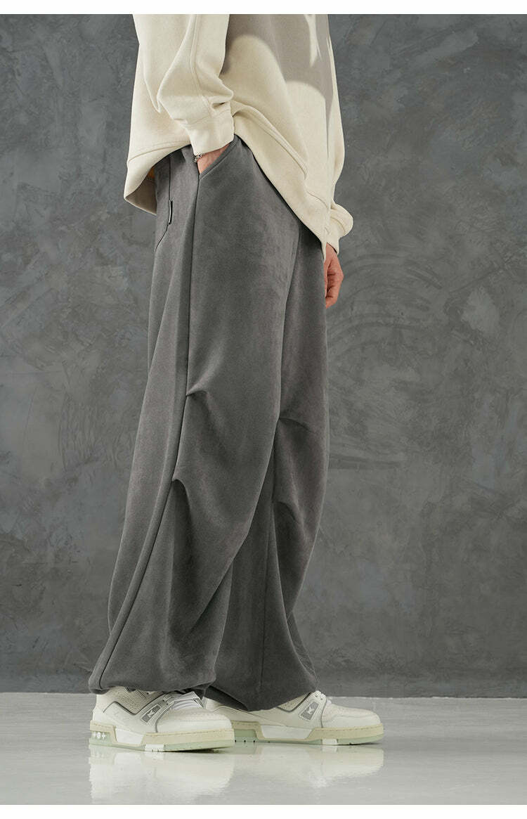 BJHG Suede Trousers - Y2K Summer Grunge, 90s Retro, Gothic Y2K, Y2K Club &