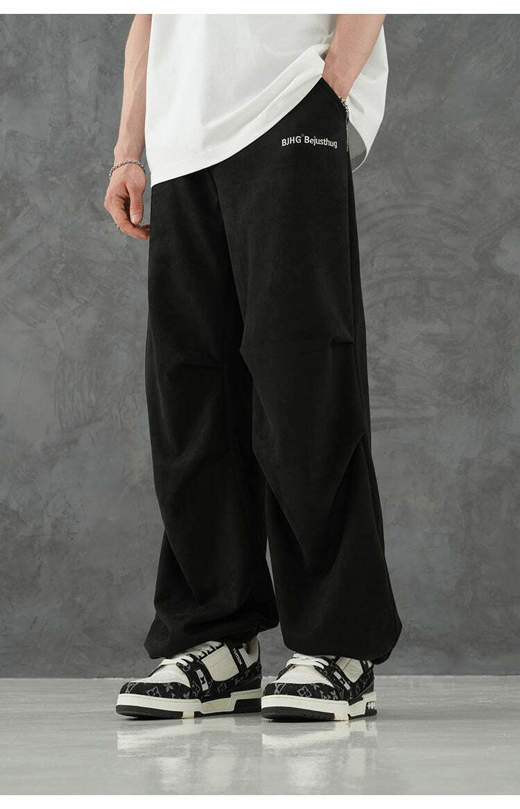 BJHG Suede Trousers - Y2K Summer Grunge, 90s Retro, Gothic Y2K, Y2K Club &