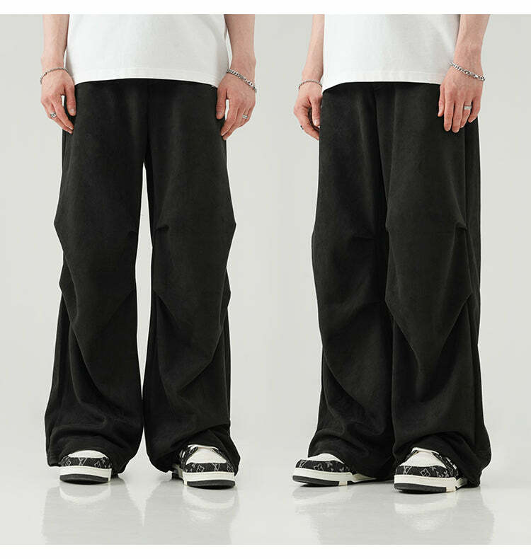 BJHG Suede Trousers - Y2K Summer Grunge, 90s Retro, Gothic Y2K, Y2K Club &