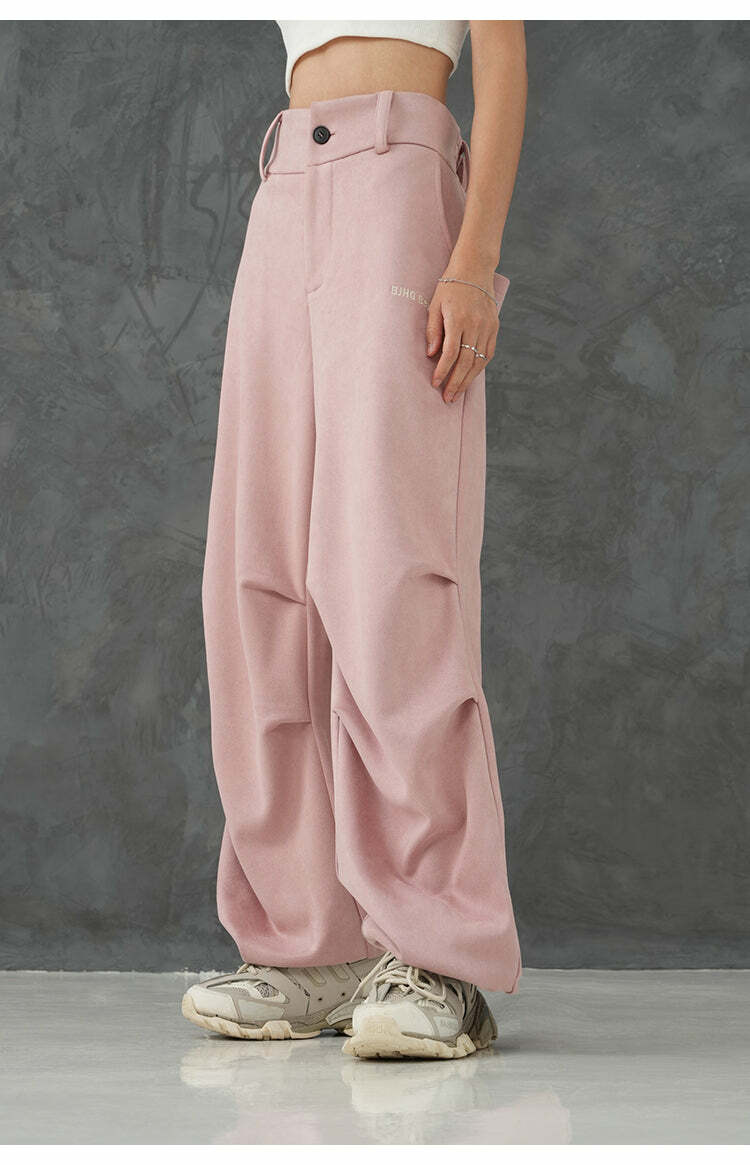 BJHG Suede Trousers - Y2K Summer Grunge, 90s Retro, Gothic Y2K, Y2K Club &