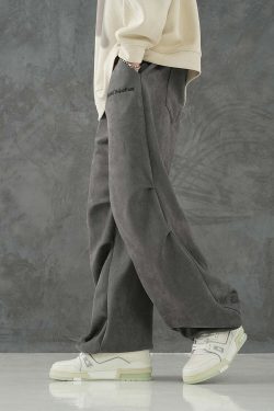 BJHG Suede Trousers - Y2K Summer Grunge, 90s Retro, Gothic Y2K, Y2K Club &