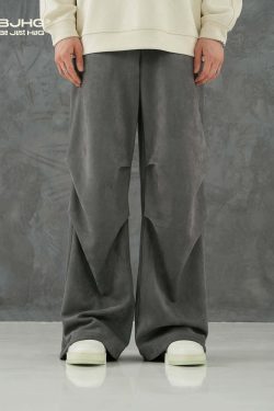 BJHG Suede Trousers - Y2K Summer Grunge, 90s Retro, Gothic Y2K, Y2K Club &