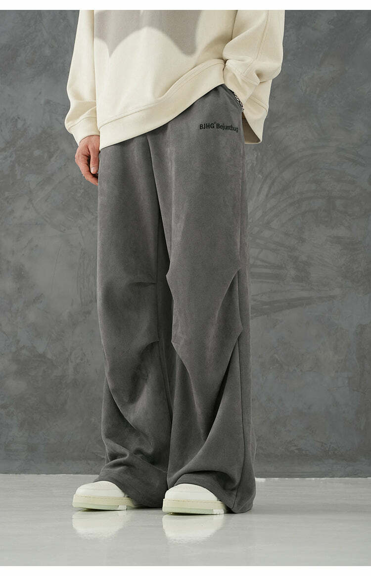 BJHG Suede Trousers - Y2K Summer Grunge, 90s Retro, Gothic Y2K, Y2K Club &