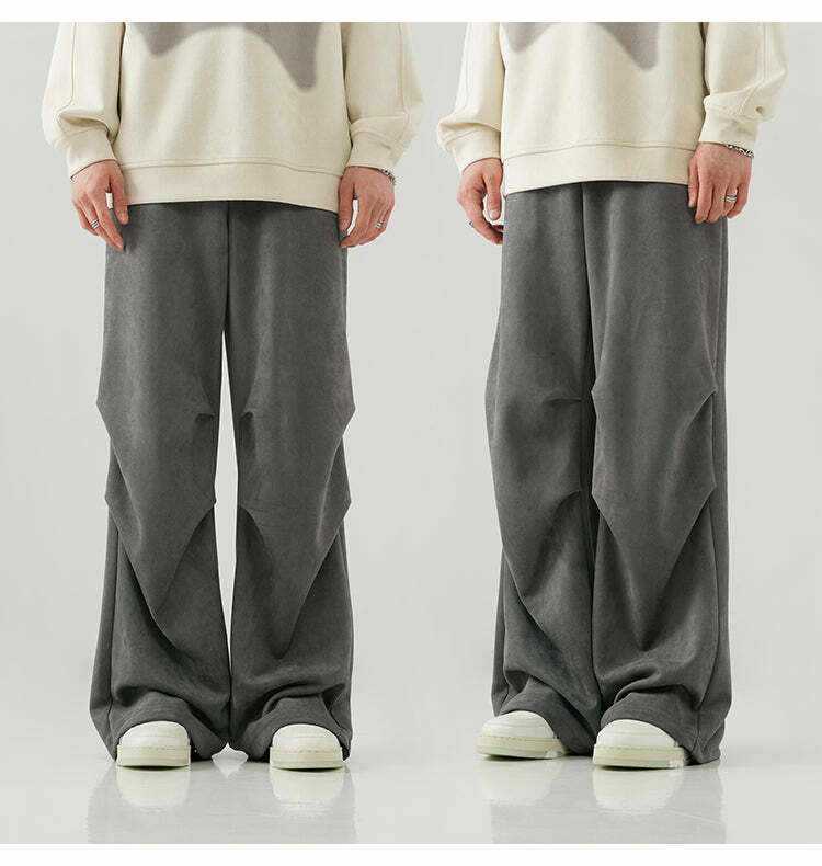 BJHG Suede Trousers - Y2K Summer Grunge, 90s Retro, Gothic Y2K, Y2K Club &