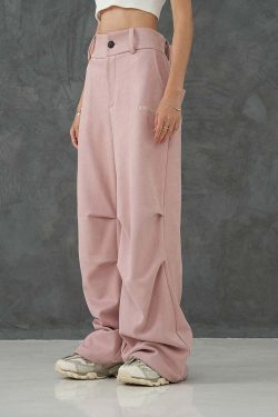 BJHG Suede Trousers - Y2K Summer Grunge, 90s Retro, Gothic Y2K, Y2K Club &