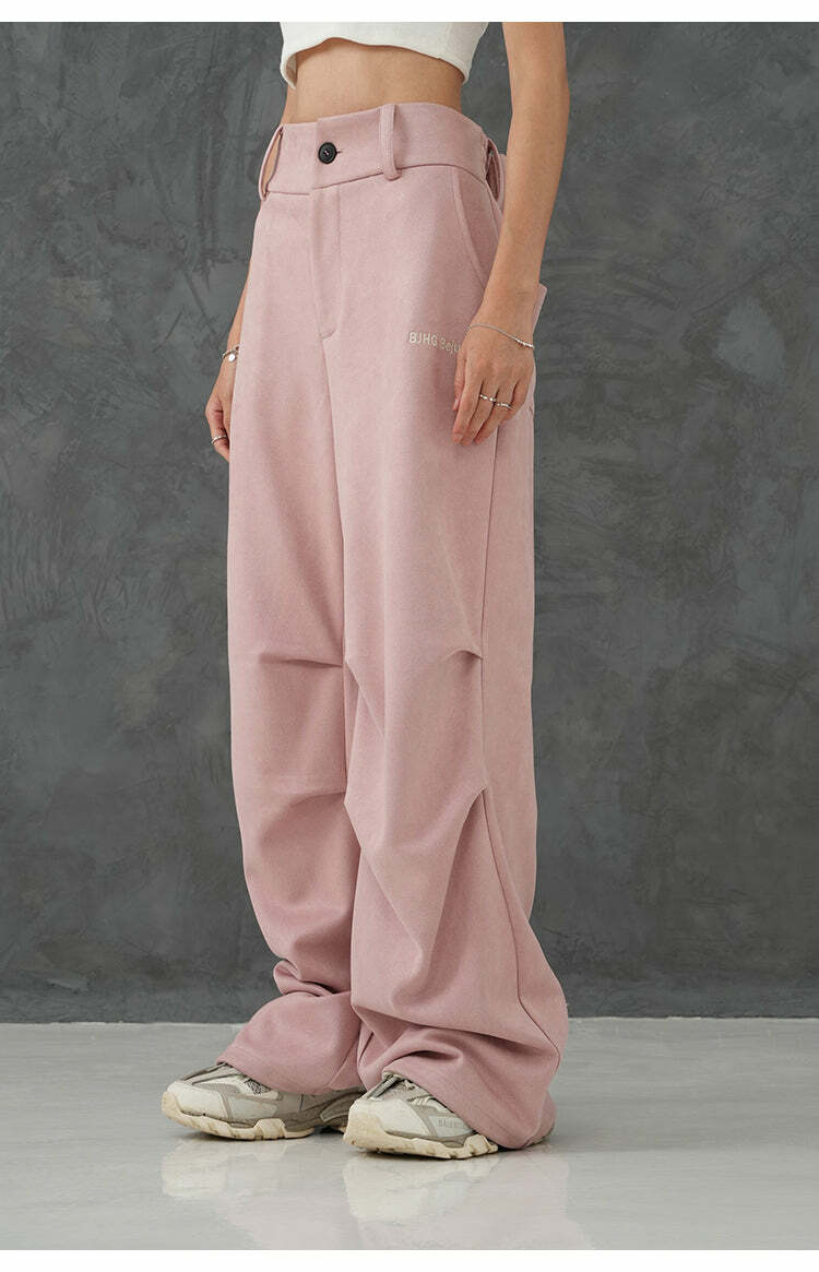 BJHG Suede Trousers - Y2K Summer Grunge, 90s Retro, Gothic Y2K, Y2K Club &