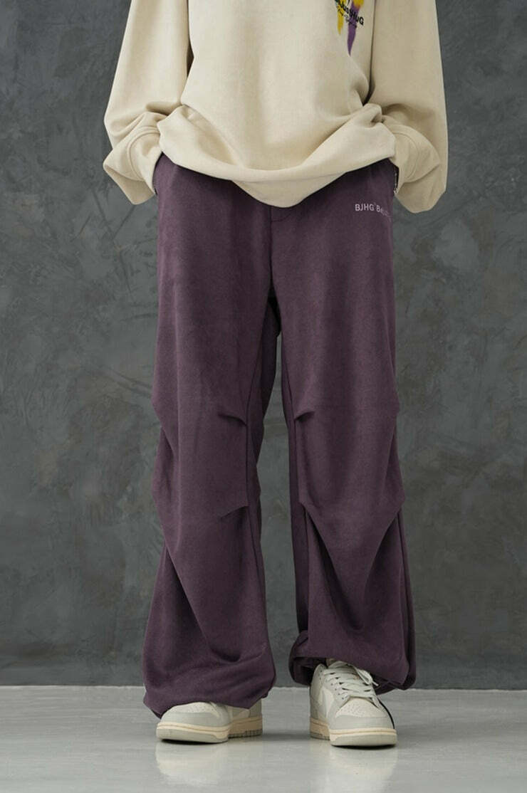 BJHG Suede Trousers - Y2K Summer Grunge, 90s Retro, Gothic Y2K, Y2K Club &