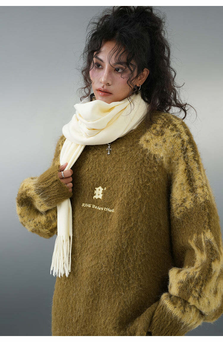 BJHG Textured Jacquard Sweater - Y2K Summer, 90s Grunge, Retro Style, Y2K Club & Party