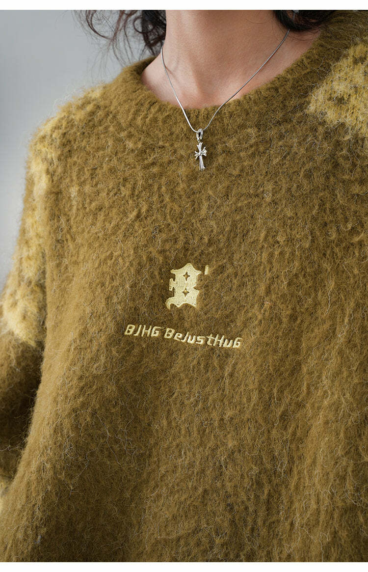 BJHG Textured Jacquard Sweater - Y2K Summer, 90s Grunge, Retro Style, Y2K Club & Party