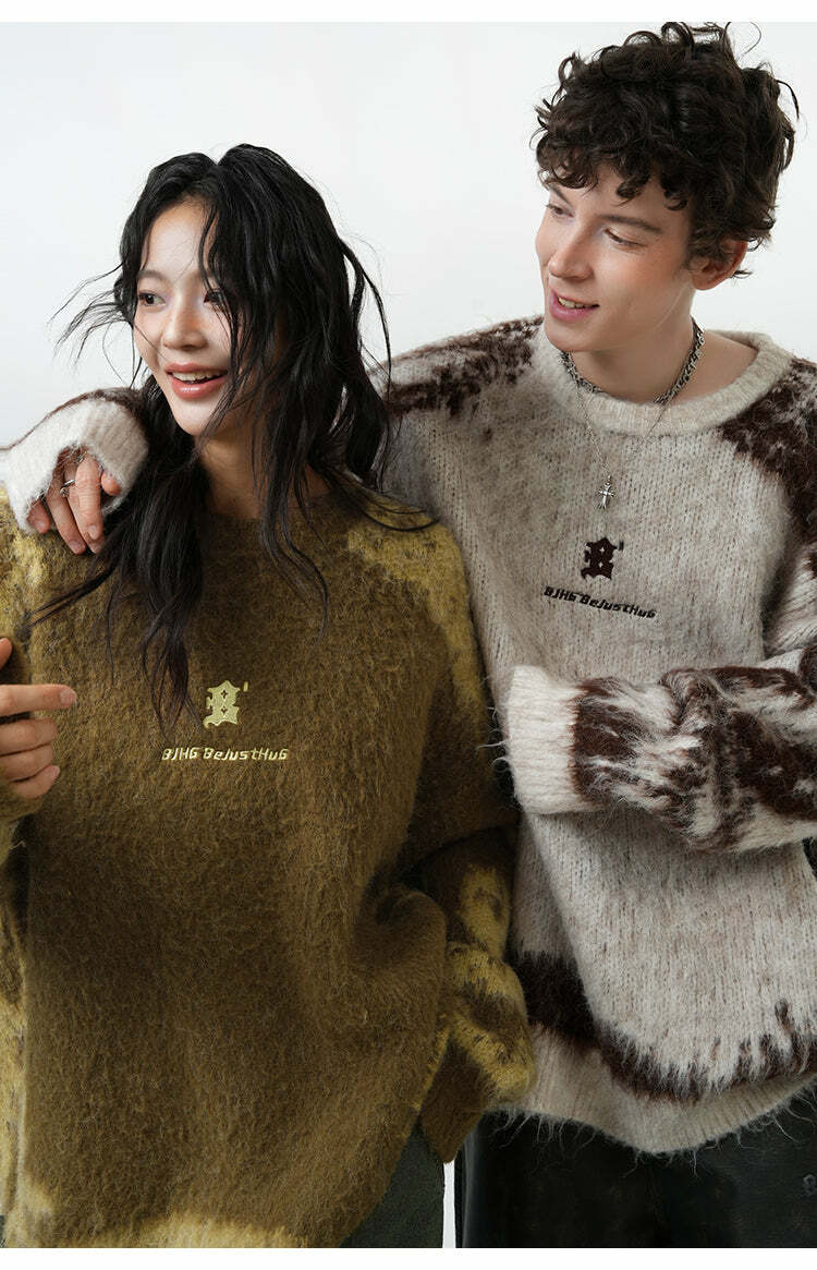 BJHG Textured Jacquard Sweater - Y2K Summer, 90s Grunge, Retro Style, Y2K Club & Party