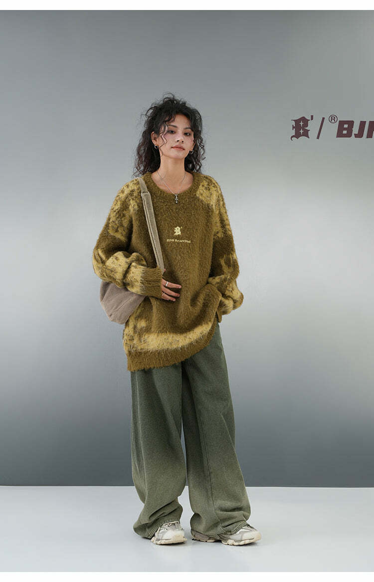 BJHG Textured Jacquard Sweater - Y2K Summer, 90s Grunge, Retro Style, Y2K Club & Party