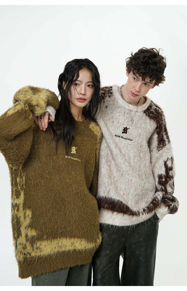 BJHG Textured Jacquard Sweater - Y2K Summer, 90s Grunge, Retro Style, Y2K Party & Club