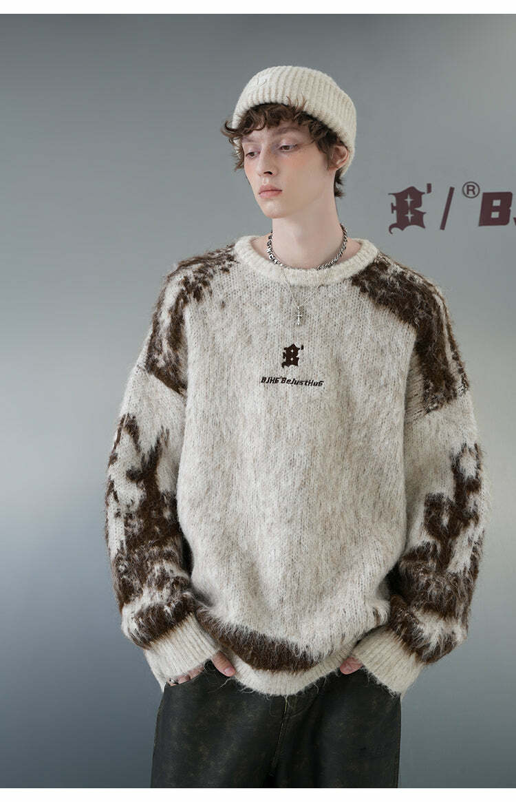 BJHG Textured Jacquard Sweater - Y2K Summer, 90s Grunge, Retro Style, Y2K Party & Club