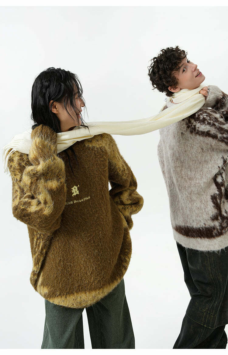 BJHG Textured Jacquard Sweater - Y2K Summer, 90s Grunge, Retro Style, Y2K Party & Club