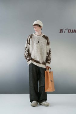 BJHG Textured Jacquard Sweater - Y2K Summer, 90s Grunge, Retro Style, Y2K Party & Club