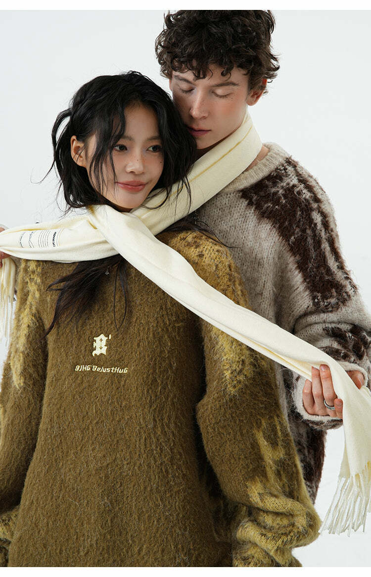 BJHG Textured Jacquard Sweater - Y2K Summer, 90s Grunge, Retro Style, Y2K Party & Club