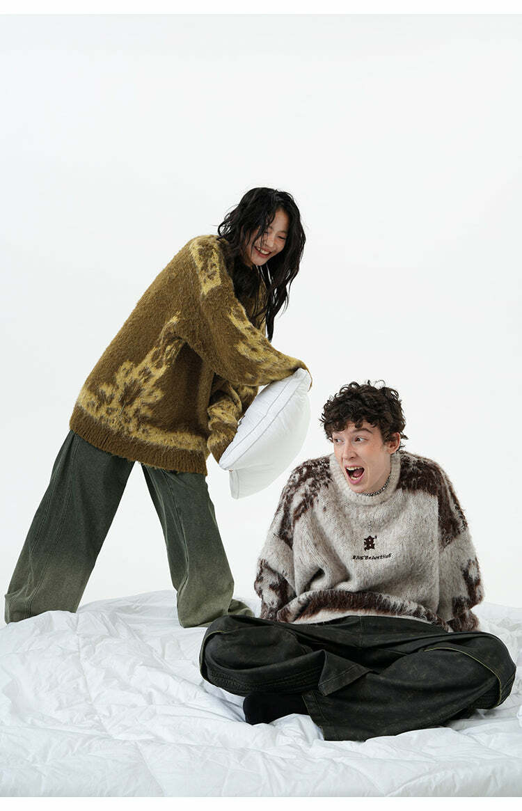BJHG Textured Jacquard Sweater - Y2K Summer, 90s Grunge, Retro Style, Y2K Party & Club