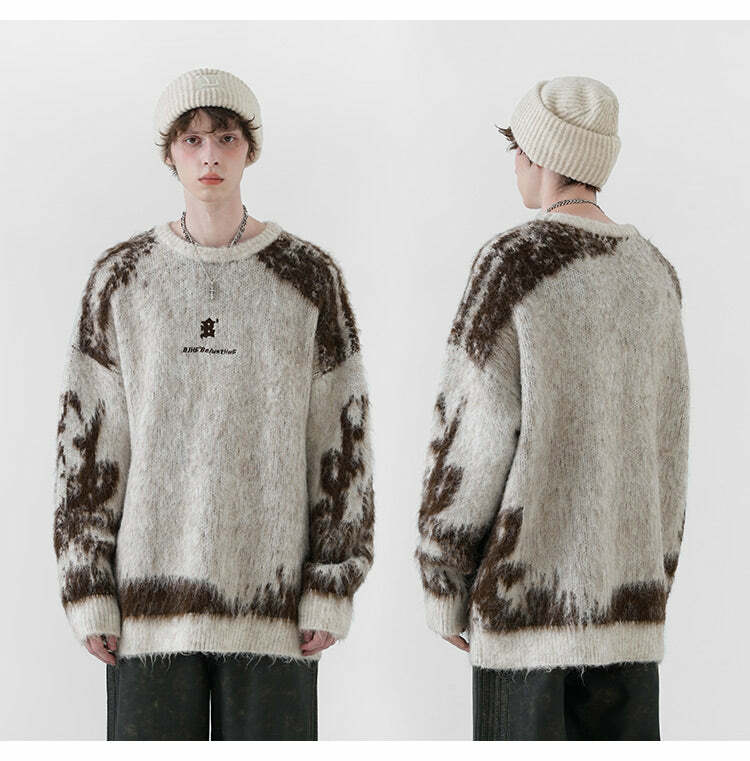 BJHG Textured Jacquard Sweater - Y2K Summer, 90s Grunge, Retro Style, Y2K Party & Club