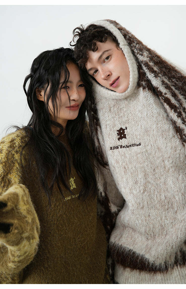 BJHG Textured Jacquard Sweater - Y2K Summer, 90s Grunge, Retro Style, Y2K Party & Club
