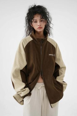 BJHG Two-Tone Vintage Corduroy Jacket - Y2K Summer, 90s Grunge, Retro Style, Y2K Party Outfit