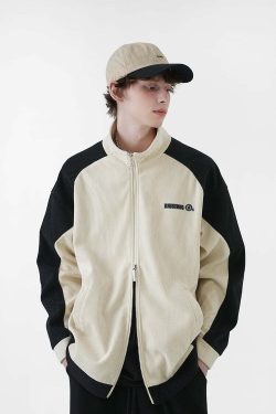 BJHG Two-Tone Vintage Corduroy Jacket - Y2K Summer, 90s Grunge, Retro Style, Y2K Party Outfit