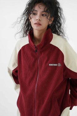 BJHG Two-Tone Vintage Corduroy Jacket - Y2K Summer, 90s Grunge, Retro Style, Y2K Party Outfit