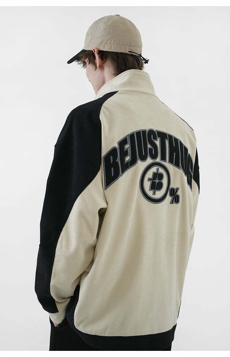 BJHG Two-Tone Vintage Corduroy Jacket - Y2K Summer, 90s Grunge, Retro Style, Y2K Party Outfit