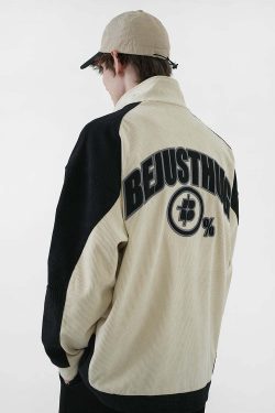 BJHG Two-Tone Vintage Corduroy Jacket - Y2K Summer, 90s Grunge, Retro Style, Y2K Party Outfit