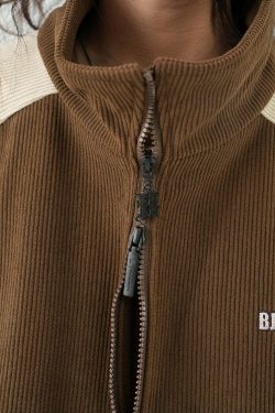 BJHG Two-Tone Vintage Corduroy Jacket - Y2K Summer, 90s Grunge, Retro Style, Y2K Party Outfit