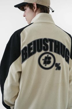 BJHG Two-Tone Vintage Corduroy Jacket - Y2K Summer, 90s Grunge, Retro Style, Y2K Party Outfit