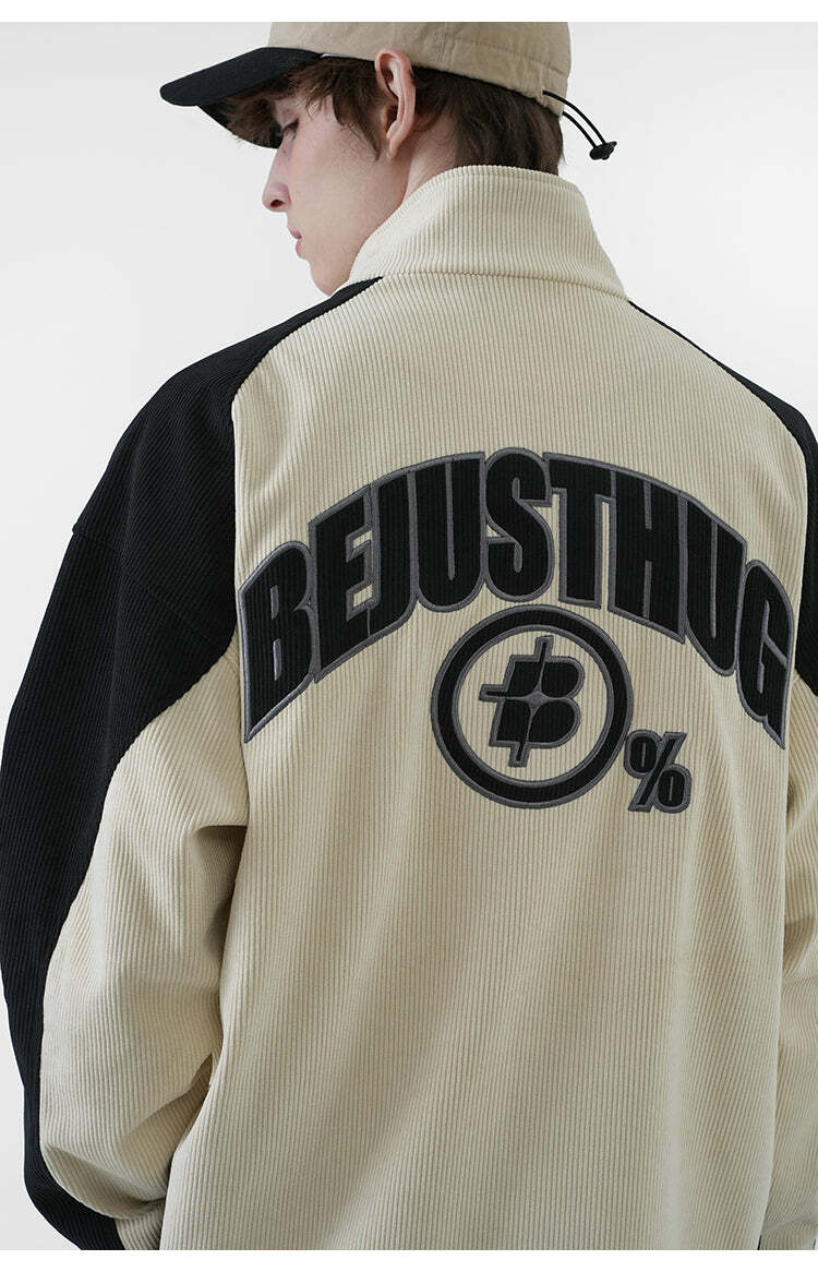 BJHG Two-Tone Vintage Corduroy Jacket - Y2K Summer, 90s Grunge, Retro Style, Y2K Party Outfit
