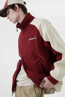 BJHG Two-Tone Vintage Corduroy Jacket - Y2K Summer, 90s Grunge, Retro Style, Y2K Party Outfit