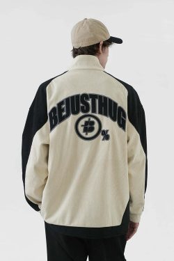 BJHG Two-Tone Vintage Corduroy Jacket - Y2K Summer, 90s Grunge, Retro Style, Y2K Party Outfit