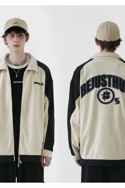BJHG Two-Tone Vintage Corduroy Jacket - Y2K Summer, 90s Grunge, Retro Style, Y2K Party Outfit