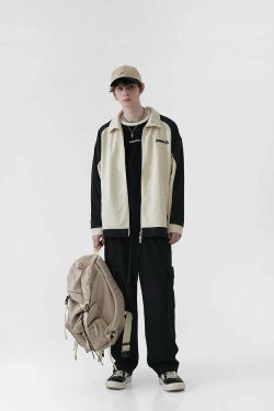 BJHG Two-Tone Vintage Corduroy Jacket - Y2K Summer, 90s Grunge, Retro Style, Y2K Party Outfit