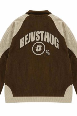 BJHG Two-Tone Vintage Corduroy Jacket - Y2K Summer, 90s Grunge, Retro Style, Y2K Party Outfit