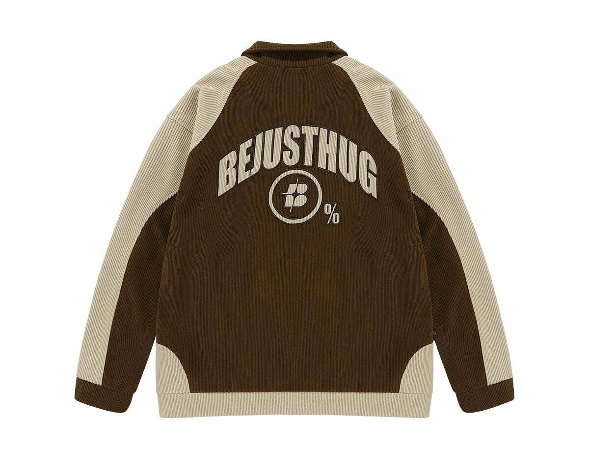 BJHG Two-Tone Vintage Corduroy Jacket - Y2K Summer, 90s Grunge, Retro Style, Y2K Party Outfit