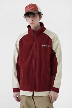 BJHG Two-Tone Vintage Corduroy Jacket - Y2K Summer, 90s Grunge, Retro Style, Y2K Party Outfit