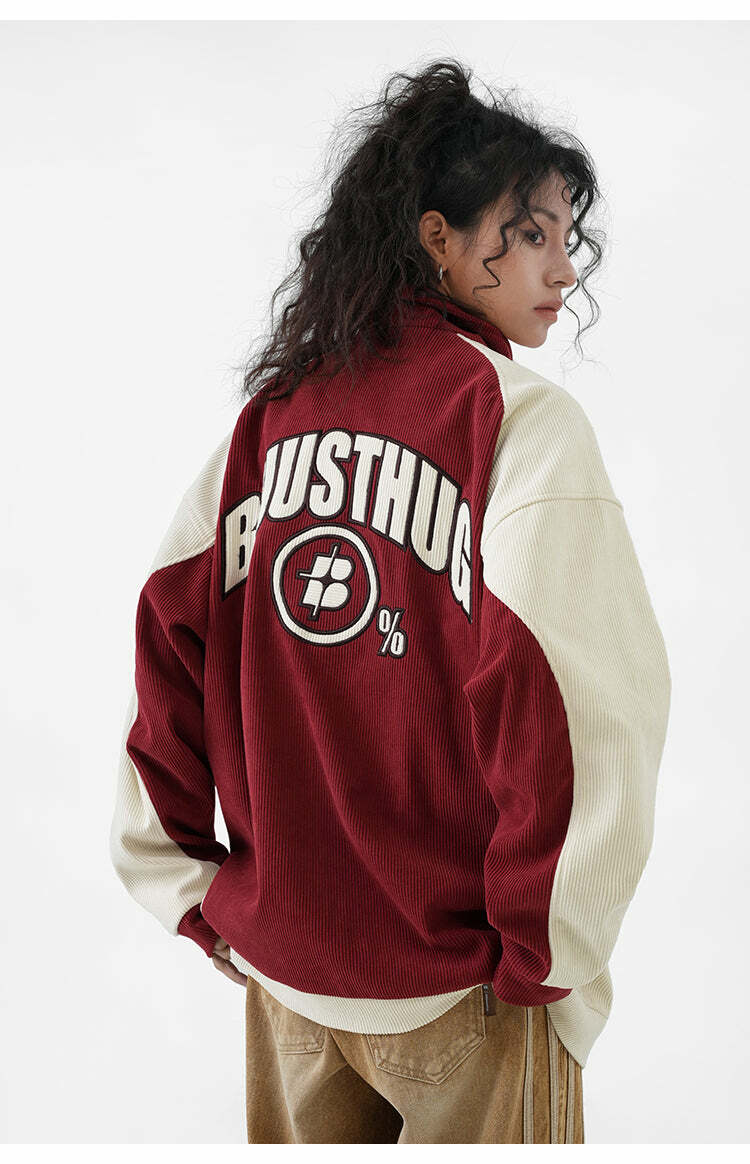 BJHG Two-Tone Vintage Corduroy Jacket - Y2K Summer, 90s Grunge, Retro Style, Y2K Party Outfit