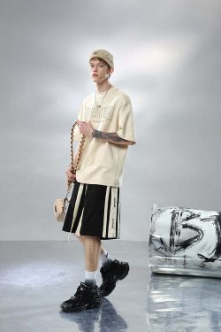 BJHG Velour Wideleg Lounge Shorts - Y2K Summer Grunge, 90s Retro, Gothic Y2K, Y2K Party