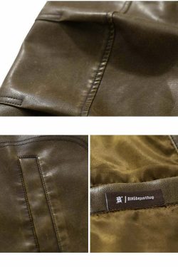 BJHG Vintage Motorcycle Jacket - Y2K Grunge, 90s Fashion, Retro Style, Y2K Party Outfits