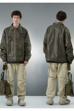 BJHG Vintage Motorcycle Jacket - Y2K Grunge, 90s Fashion, Retro Style, Y2K Summer & Party Outfits