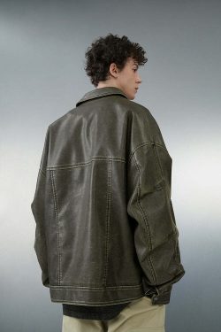 BJHG Vintage Motorcycle Jacket - Y2K Grunge, 90s Fashion, Retro Style, Y2K Summer & Party Outfits