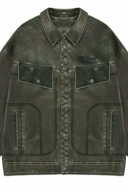 BJHG Vintage Motorcycle Jacket - Y2K Grunge, 90s Fashion, Retro Style, Y2K Summer & Party Outfits