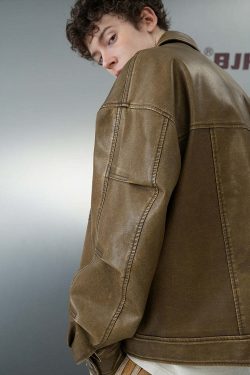 BJHG Vintage Motorcycle Jacket - Y2K Grunge, 90s Fashion, Retro Style, Y2K Summer & Party Outfits