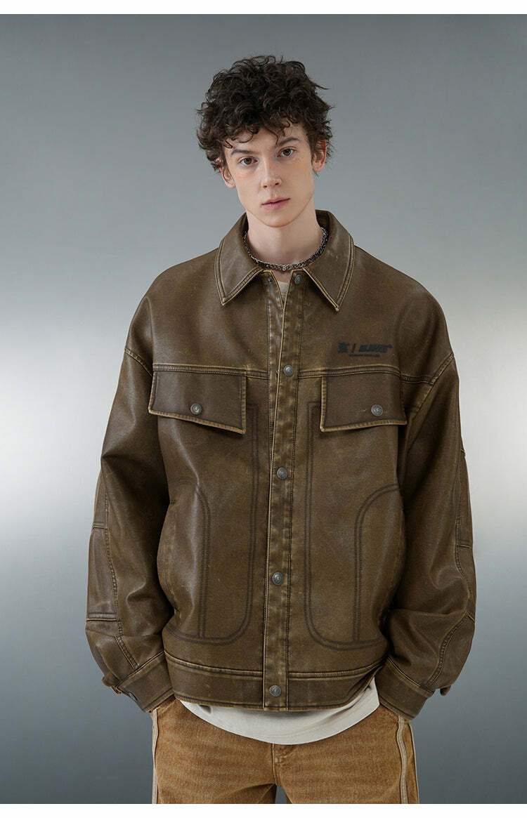 BJHG Vintage Motorcycle Jacket - Y2K Grunge, 90s Fashion, Retro Style, Y2K Summer & Party Outfits
